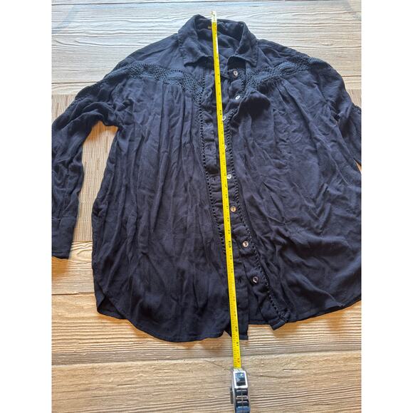 Free People black button up blouse - Picture 3 of 4